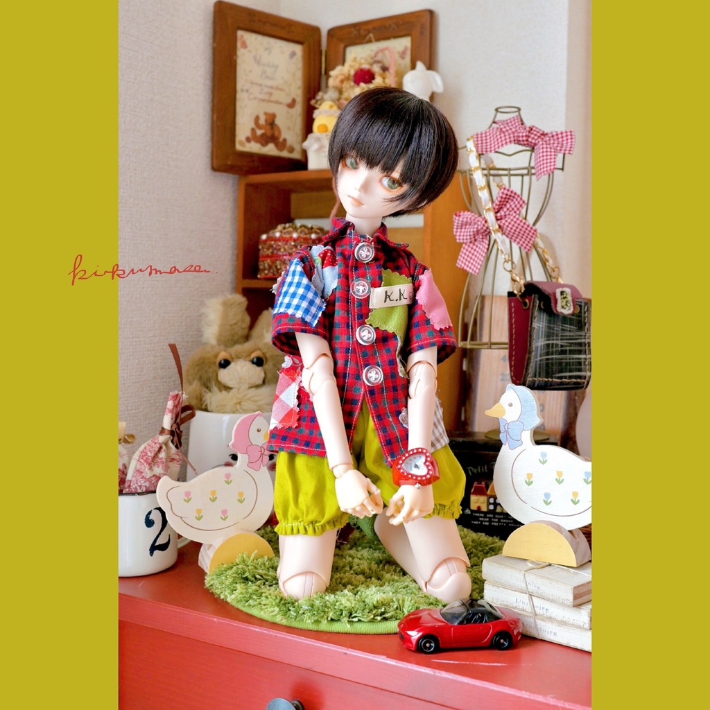 古着風✴︎ペタペタ★パッチワークシャツ