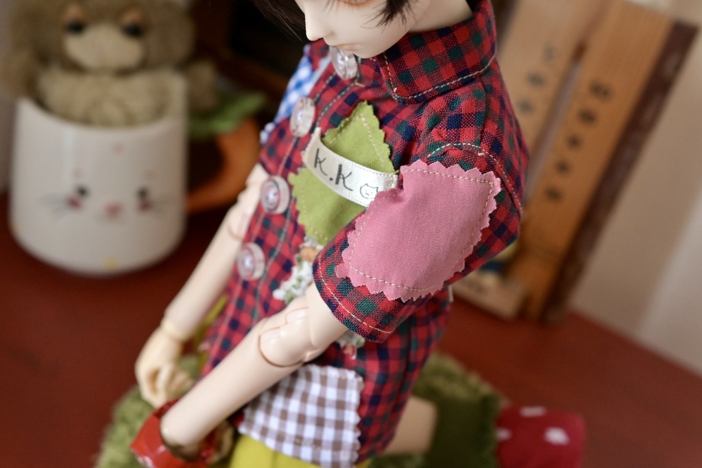 古着風✴︎ペタペタ★パッチワークシャツ