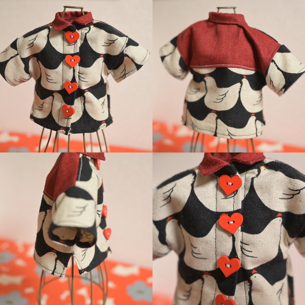 ワンコイン✴︎北欧風にわとり柄シャツ🐓!