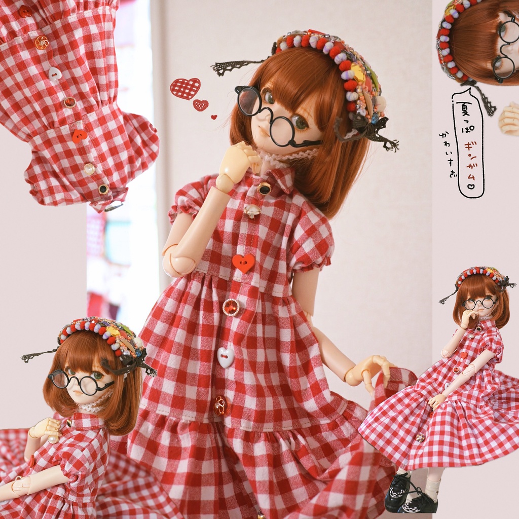 夏っぽギンガム🌺きらめきボタンワンピ