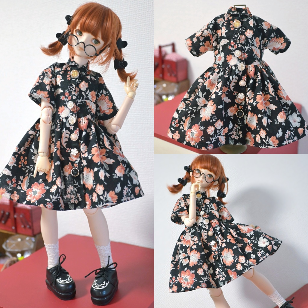 アンティークちっくな✳︎花柄ミニワンピ