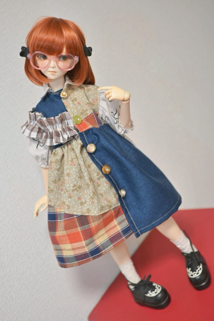 せーの!チェック×デニムの切り替えワンピ❤︎