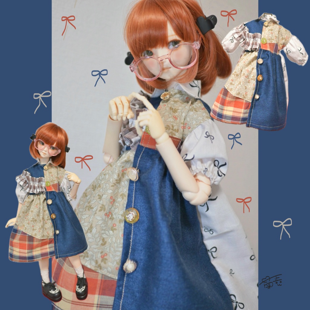 せーの!チェック×デニムの切り替えワンピ❤︎