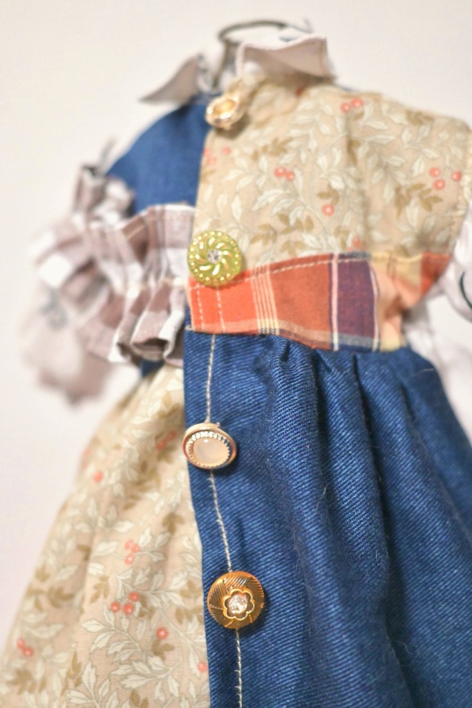 せーの!チェック×デニムの切り替えワンピ❤︎