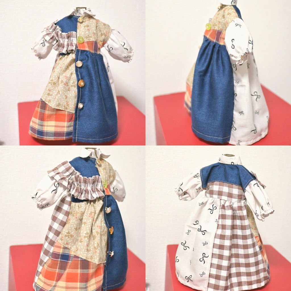 せーの!チェック×デニムの切り替えワンピ❤︎