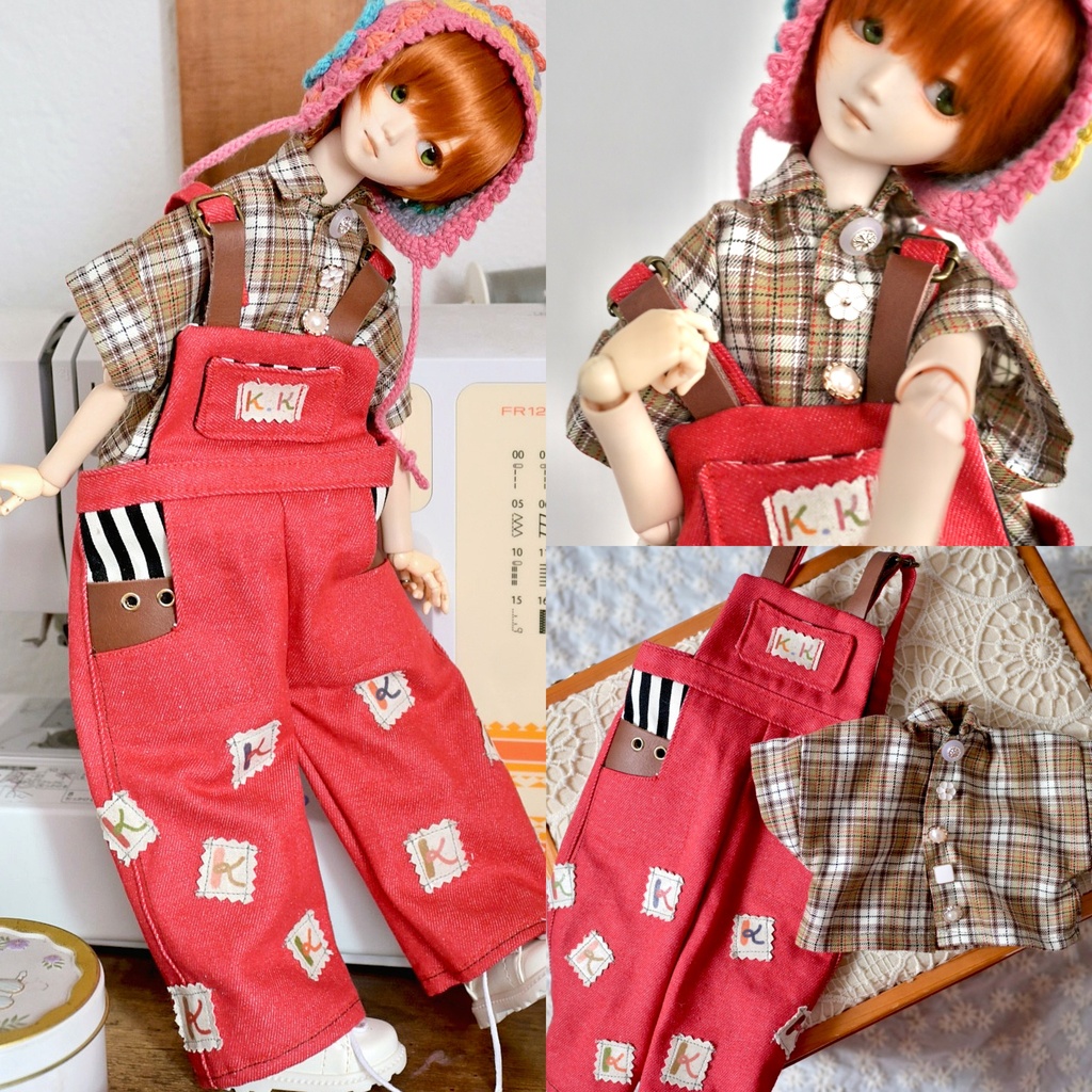 古着風♡Ｋオーバーオール×チェックシャツ♩⟡