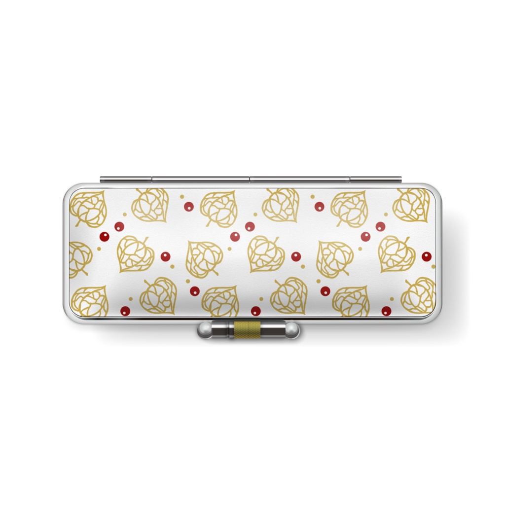 透かし鬼灯印鑑ケース(白×黄金)