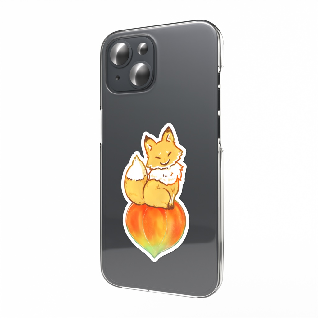 スマホステッカー　ホオズキとキツネ