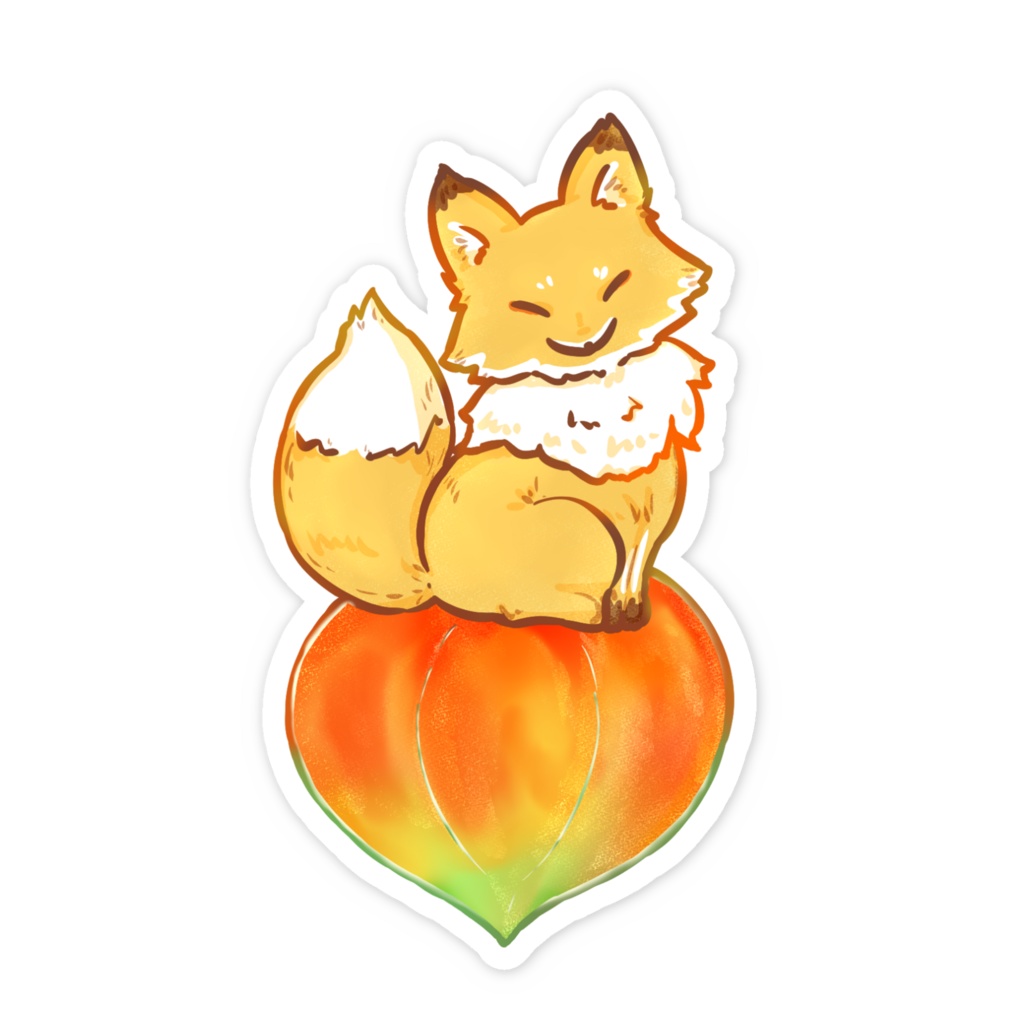 スマホステッカー ホオズキとキツネ