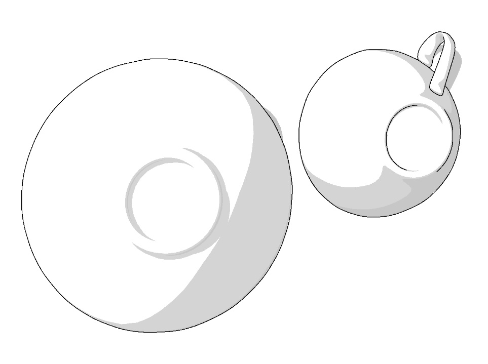 【CLIP STUDIO対応】ティーカップセット3D素材 - 01