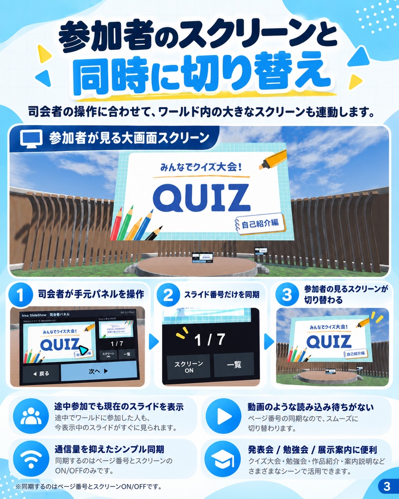 VRChatワールド用 スライドショーギミック「kisa SlideShow」