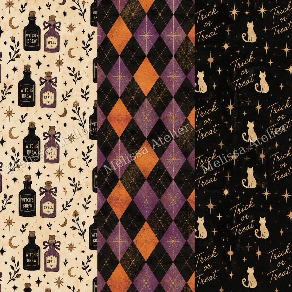 シックで幻想的なハロウィン デジタルペーパー12枚|Elegant Halloween【背景素材・商用利用OK】
