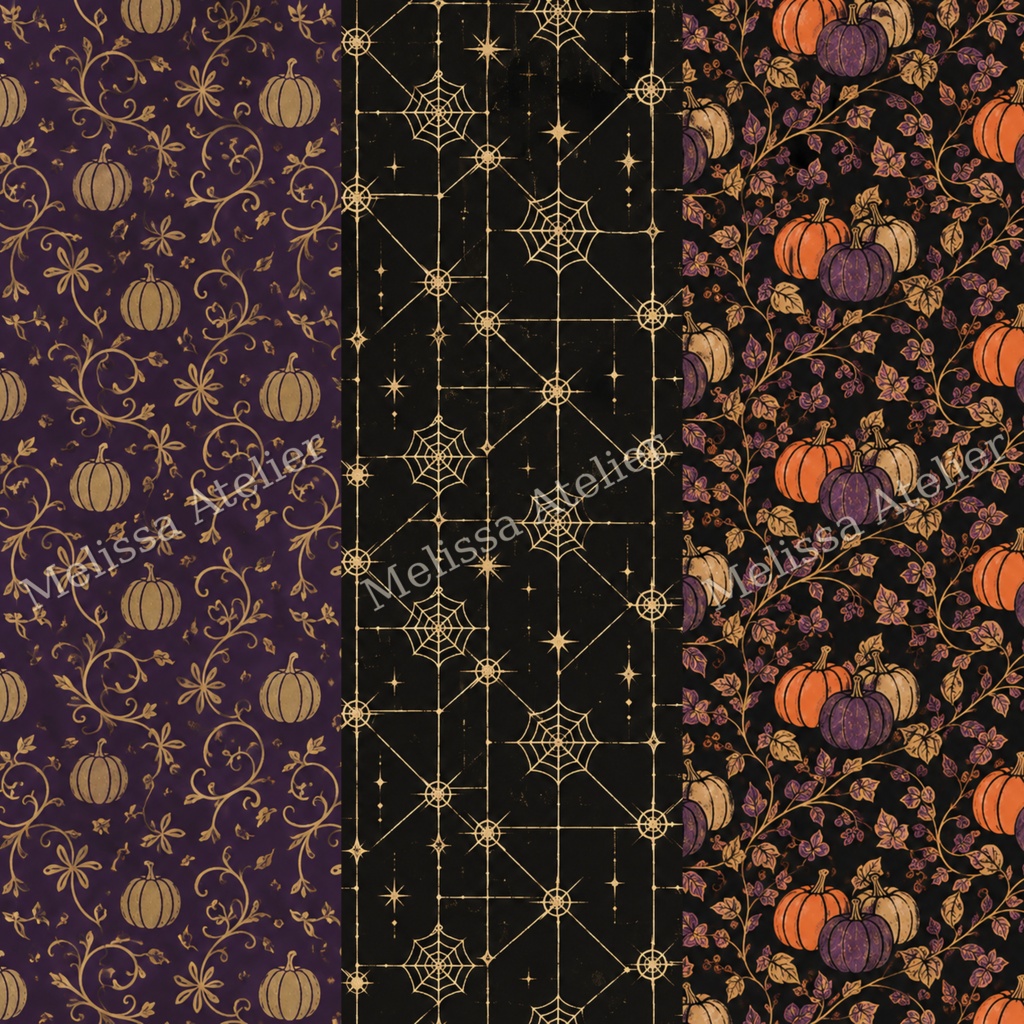 シックで幻想的なハロウィン デジタルペーパー12枚|Elegant Halloween【背景素材・商用利用OK】