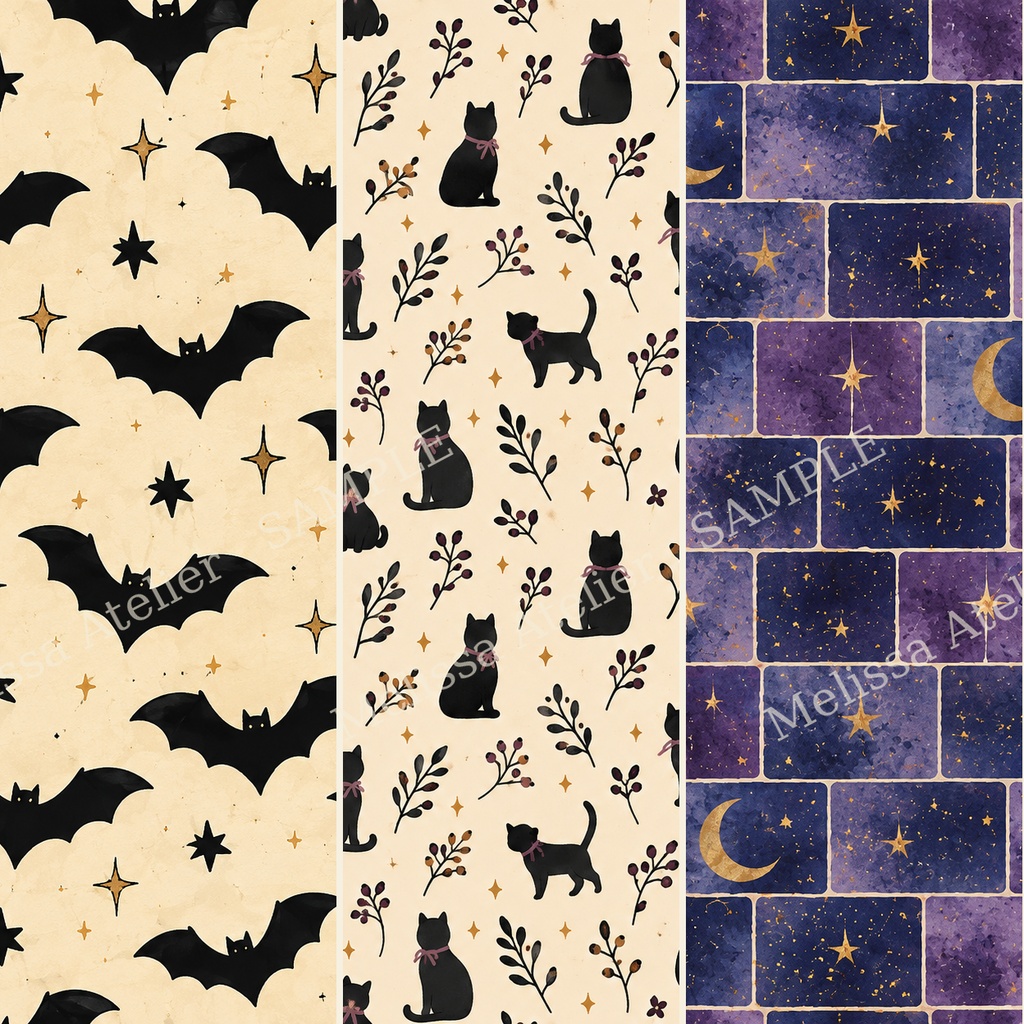 王道モチーフで楽しむクラシックハロウィン デジタルペーパー12枚|Classic Halloween【背景素材・商用利用OK】