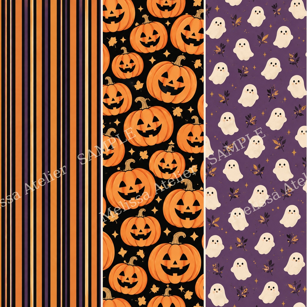 王道モチーフで楽しむクラシックハロウィン デジタルペーパー12枚|Classic Halloween【背景素材・商用利用OK】