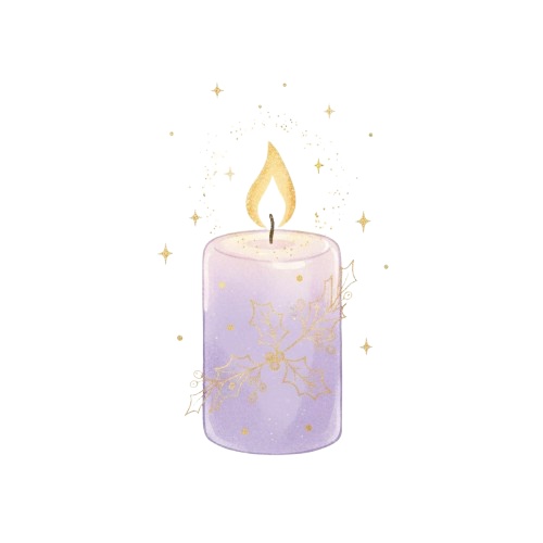 パステルパープル・水彩クリスマスコレクション (PNG形式)