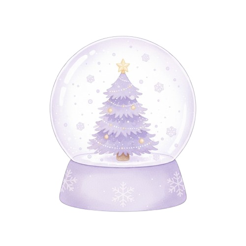 パステルパープル・水彩クリスマスコレクション (PNG形式)