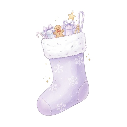 パステルパープル・水彩クリスマスコレクション (PNG形式)