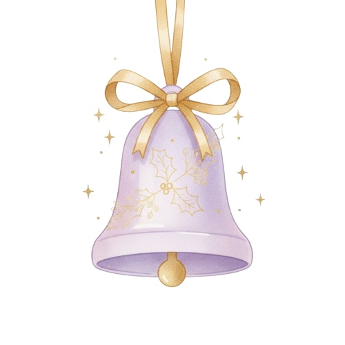 パステルパープル・水彩クリスマスコレクション (PNG形式)