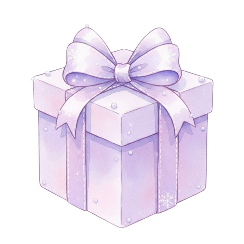 パステルパープル・水彩クリスマスコレクション (PNG形式)