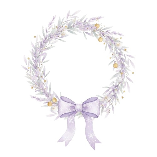 パステルパープル・水彩クリスマスコレクション (PNG形式)