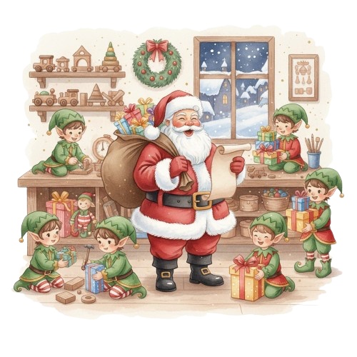 水彩クラシッククリスマスコレクション (PNG形式)