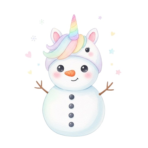 ユニコーン水彩クリスマスコレクション(PNG形式)