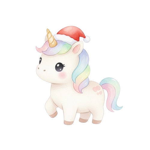ユニコーン水彩クリスマスコレクション(PNG形式)