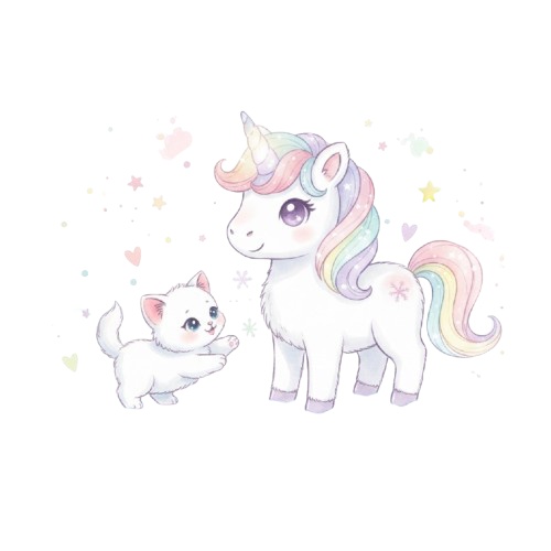 ユニコーン水彩クリスマスコレクション(PNG形式)