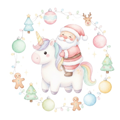 ユニコーン水彩クリスマスコレクション(PNG形式)