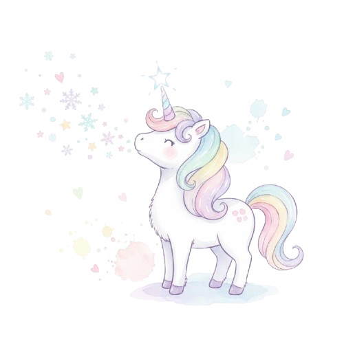 ユニコーン水彩クリスマスコレクション(PNG形式)