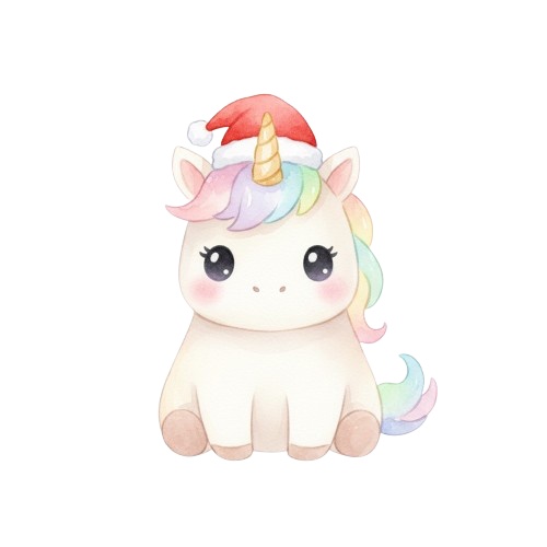 ユニコーン水彩クリスマスコレクション(PNG形式)