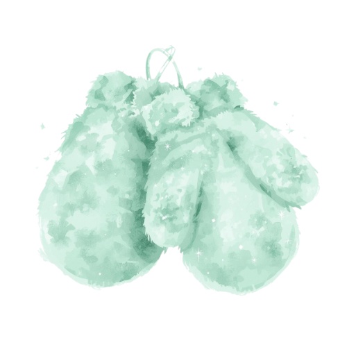 ミント×ホワイト ふわふわ水彩クリスマスコレクション(PNG形式)