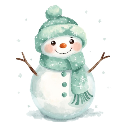 ミント×ホワイト ふわふわ水彩クリスマスコレクション(PNG形式)