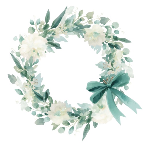 ミント×ホワイト ふわふわ水彩クリスマスコレクション(PNG形式)