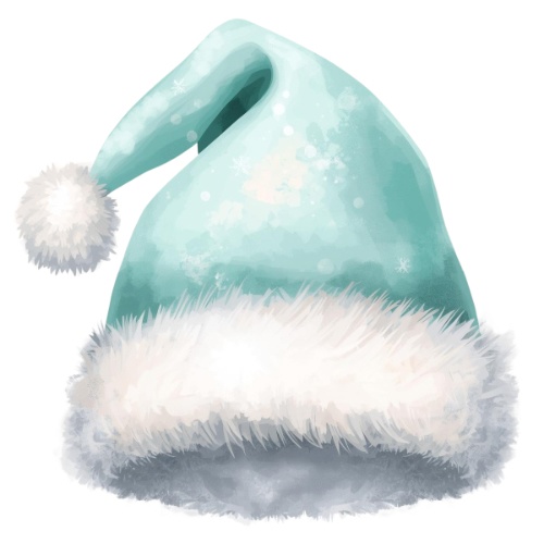 ミント×ホワイト ふわふわ水彩クリスマスコレクション(PNG形式)