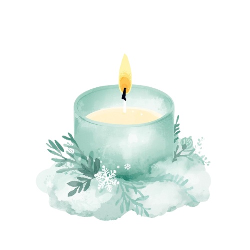 ミント×ホワイト ふわふわ水彩クリスマスコレクション(PNG形式)