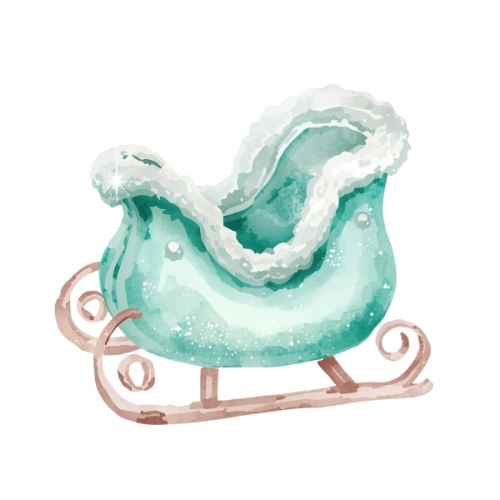 ミント×ホワイト ふわふわ水彩クリスマスコレクション(PNG形式)