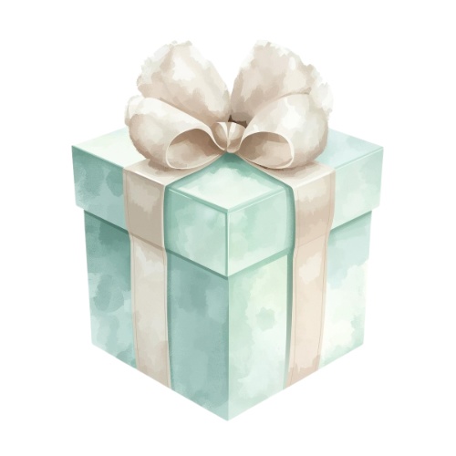 ミント×ホワイト ふわふわ水彩クリスマスコレクション(PNG形式)