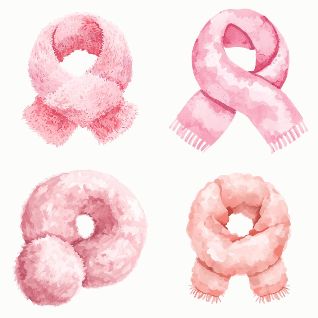 Cute Pastel Pink Winter Clipart ふんわり水彩・冬モチーフ素材セット(PNG)