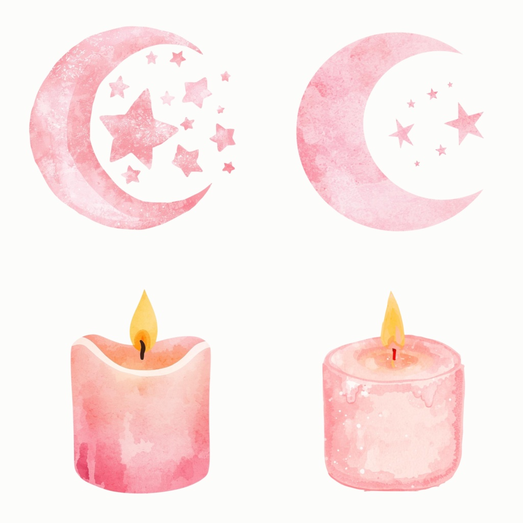 Cute Pastel Pink Winter Clipart ふんわり水彩・冬モチーフ素材セット(PNG)