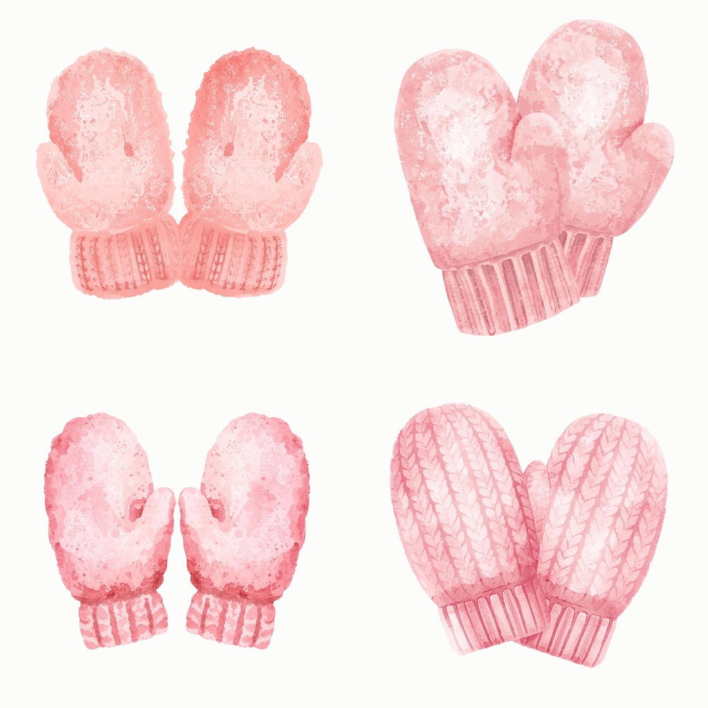 Cute Pastel Pink Winter Clipart ふんわり水彩・冬モチーフ素材セット(PNG)