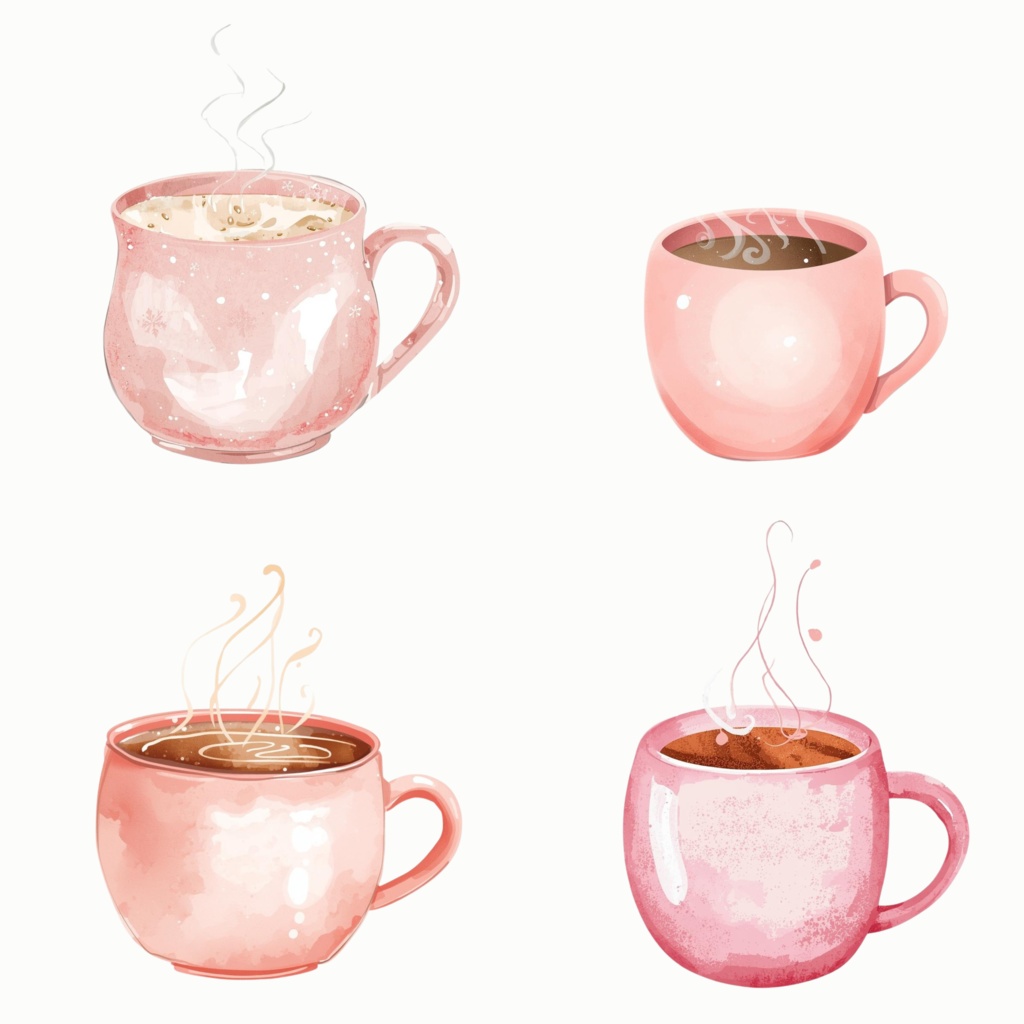 Cute Pastel Pink Winter Clipart ふんわり水彩・冬モチーフ素材セット(PNG)