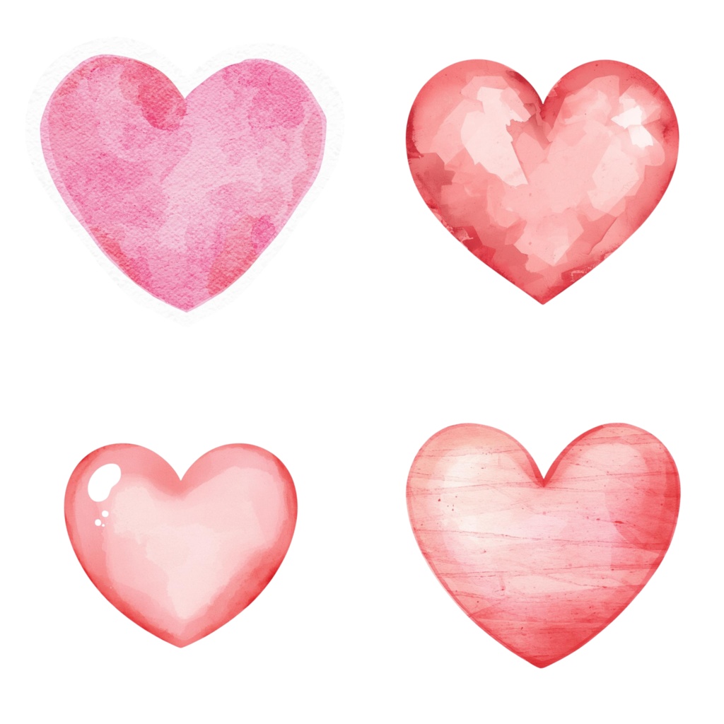 Pastel Heart Clipart & Seamless Pattern Set | Watercolor Heart PNG | Valentine Digital Paper