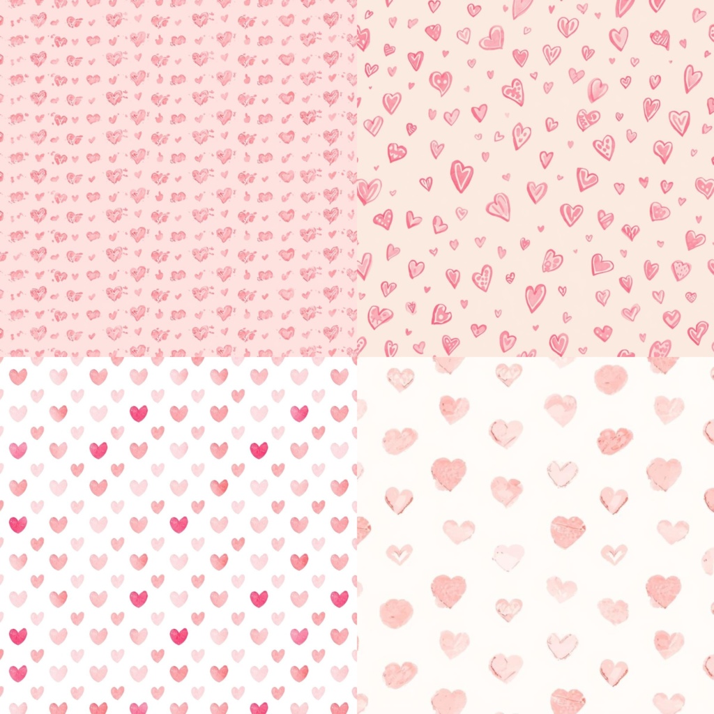 Pastel Heart Clipart & Seamless Pattern Set | Watercolor Heart PNG | Valentine Digital Paper