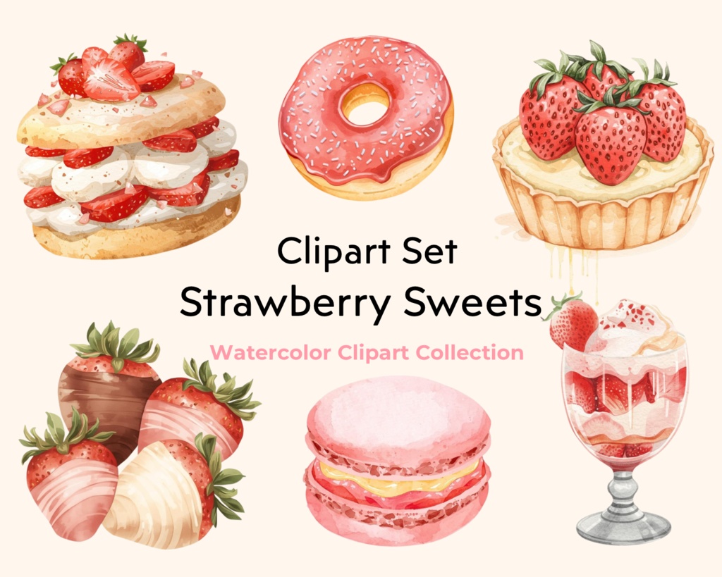Clipart Set – Strawberry Sweets