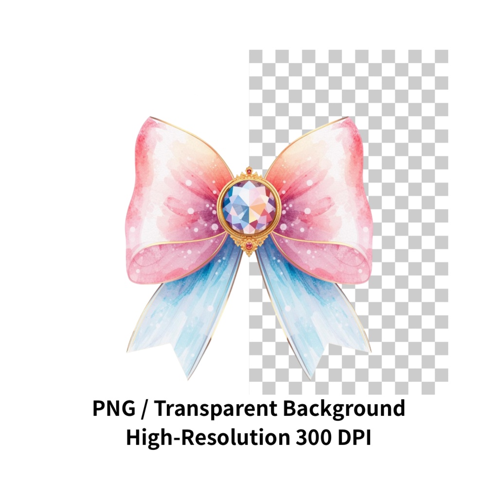 魔法少女風リボン素材|ピンク透過PNG20点セット