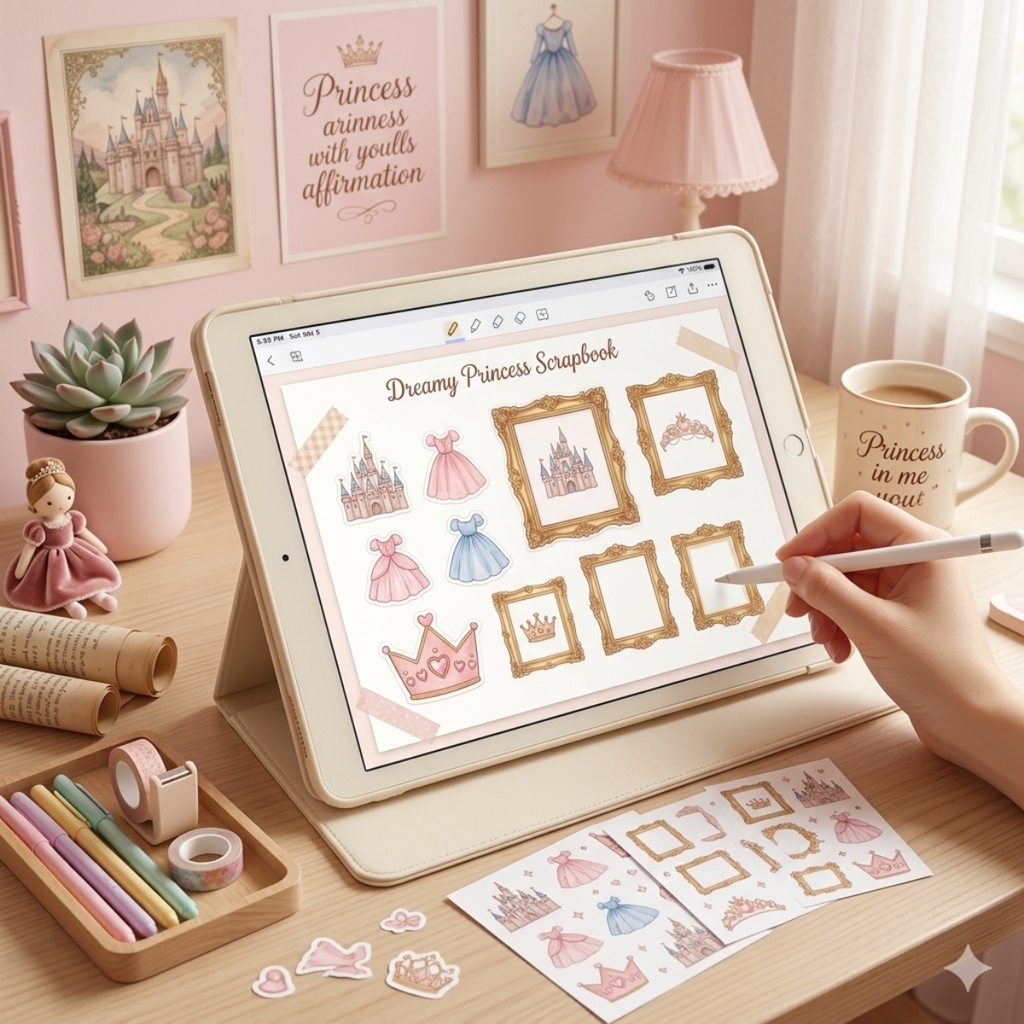 【無料サンプルあり】プリンセスのピンクお部屋素材セット 16枚 | 水彩家具・配信素材・Vtuber・地雷系・背景透過PNG