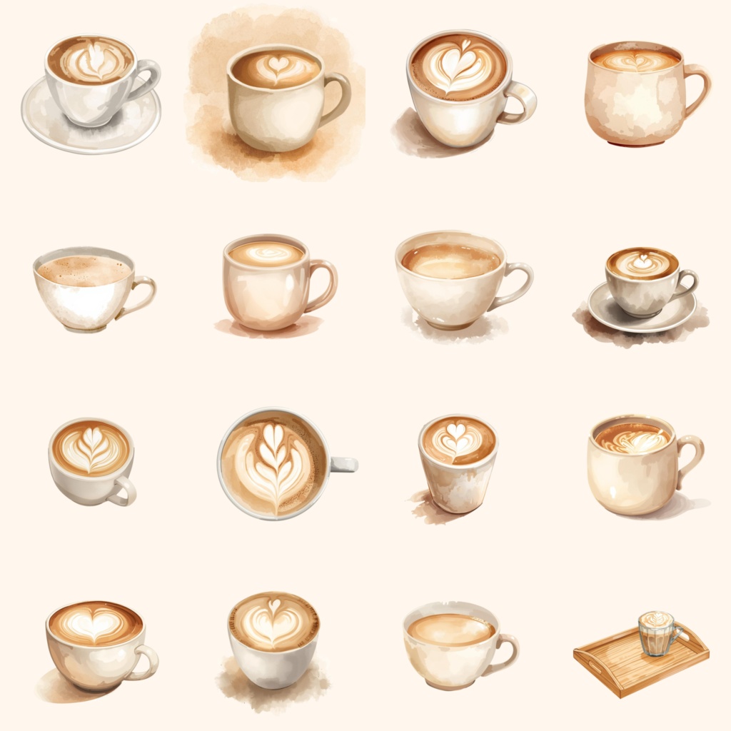 【無料サンプルあり】大人可愛い水彩カフェ素材集 65種|背景透過PNG|配信画面・お部屋背景・手帳デコ・パン素材