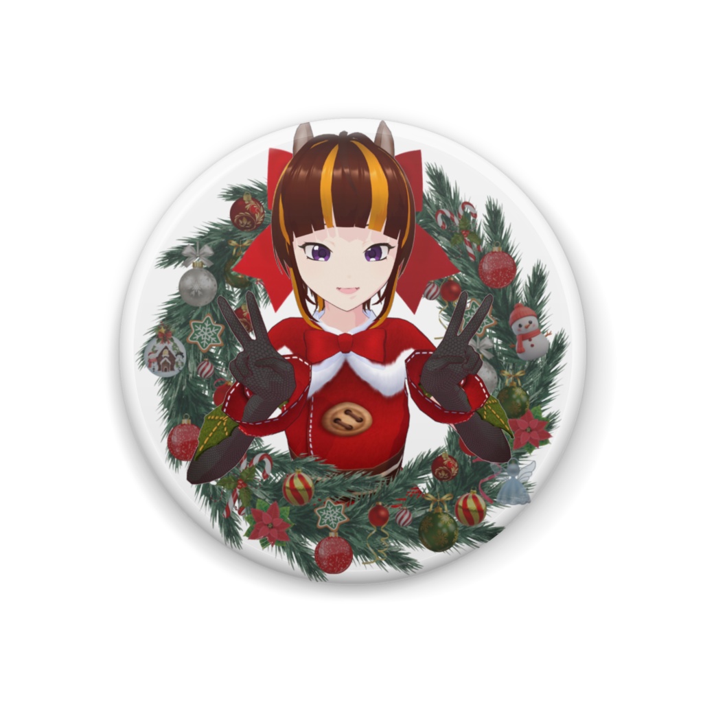 クリスマスリースはむ缶バッジ